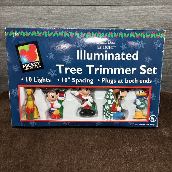 DISNEY MICKEY UNLIMITED SANTA'S BEST EZ LIGHT ILLUMINATED TREE STRING LIGHTS - Picture 1 of 12